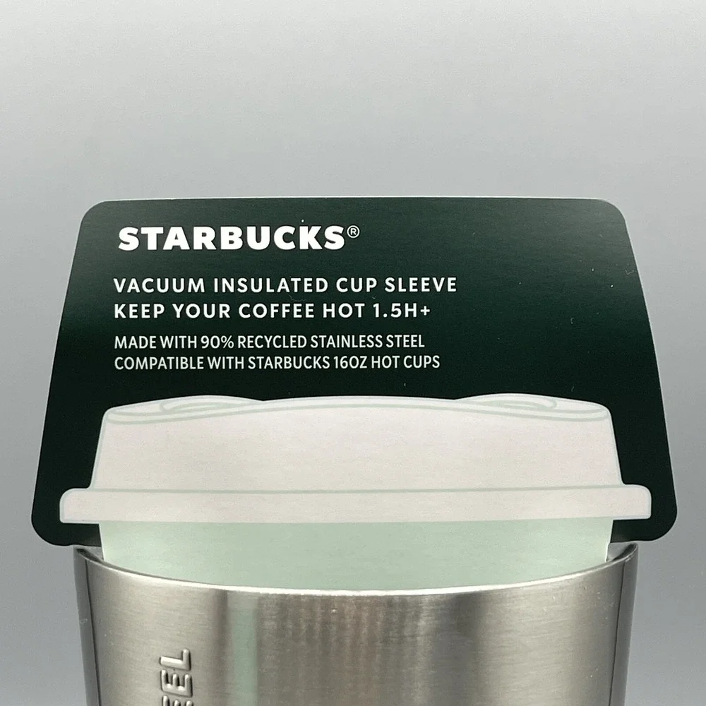 Starbucks Stainless Steel Hot Cup Drink Sleeve Grande Vacuum Insulated NWT‎